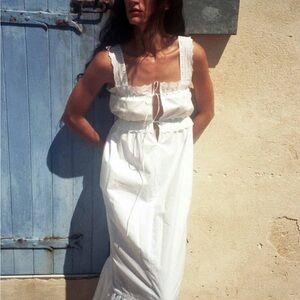 MAISON CLEO MIMI flowery white embroidered cotton long dress